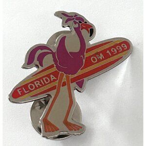 Vintage Odyssey of the Mind Florida OM 1999 Flamingo Surfboard Lapel Pin